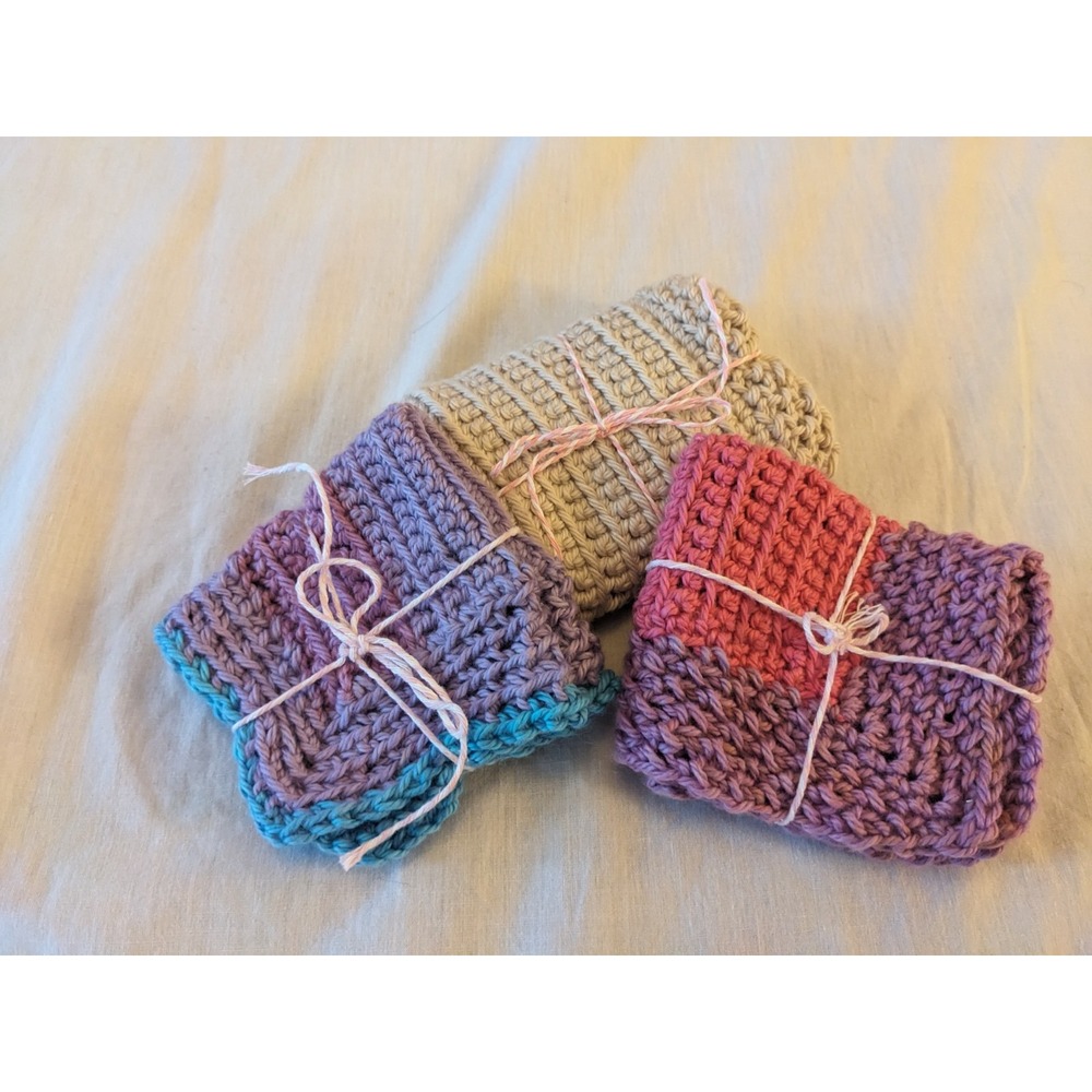 Handmade Brand New Washcloths/Dishcloths 100% Cotton Lot Of‎ 3